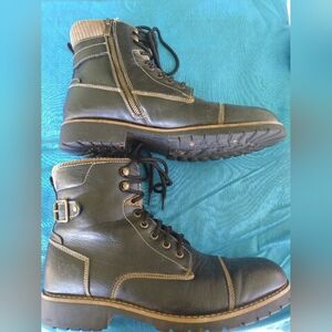 Polar Fox Men's Casual Combat Dress Work Hiking Motorcycle Lace Up Zipper Boots